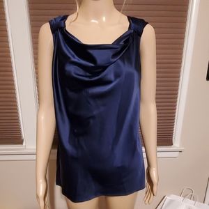 ST JOHN NAVY BLUE BLOUSE NWT